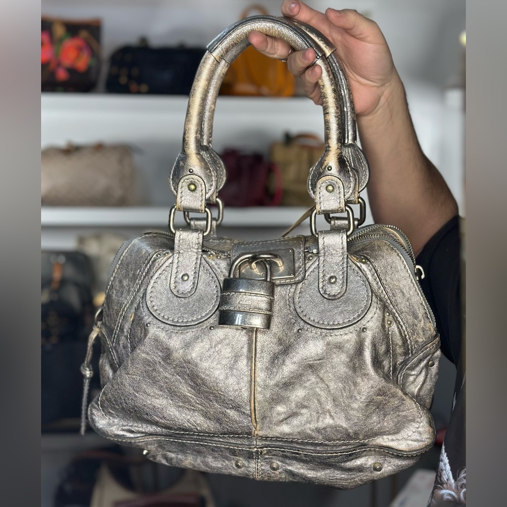 Chloe Paddington Metallic Silver Leather Satchel